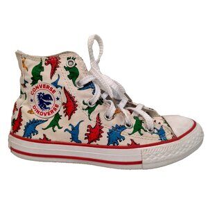 Converse All Star Chuck Taylor Shoes Youth 1 High Top Canvas Dinosaurs Sneakers